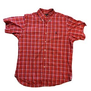 Men’s Ralph Lauren classic fit red plaid button-down shirt size L